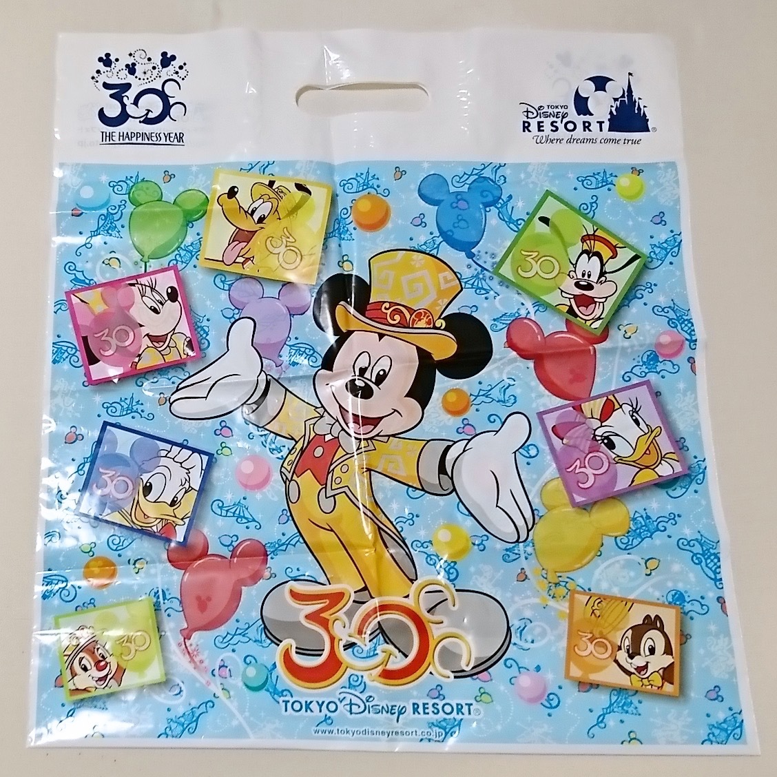 東京ディズニーリゾート30周年 ショップ袋2枚セット Tokyo Disney Resort TDL ショッパー ビニールバッグ グッズ ミッキー ミニー ドナルドの画像4