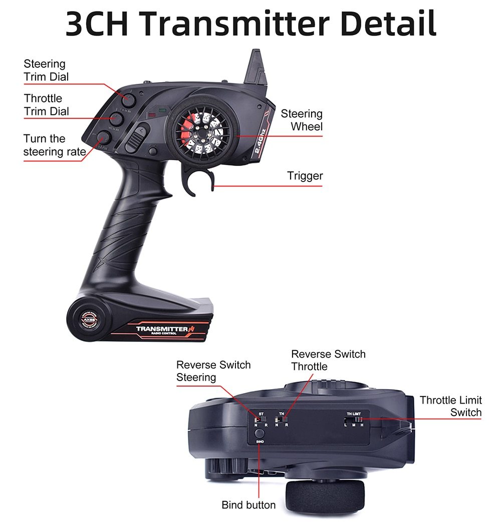  bargain *AX5S 2.4ghz 3CH transmitter receiver digital radio remote control transmitter . receiver Rc car boat 