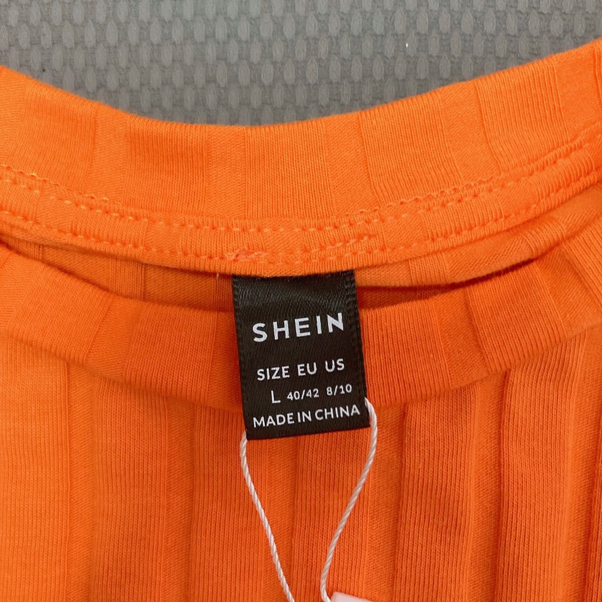 SHEIN EZwear サイドリボンドローストリング リブニット Tシャツ 半袖