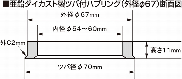協永産業/KYO-EI ツバ付ハブリング 外径φ67 軽合金製 P6759_画像2