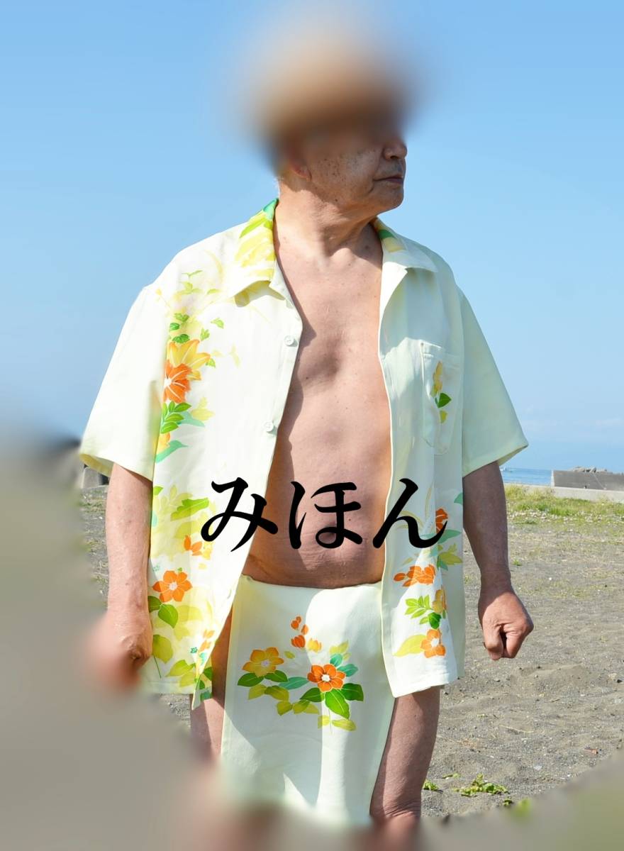  silk aloha shirt +. middle fundoshi + black cat undergarment fundoshi *..M size. 3 point set silk * silk B-11