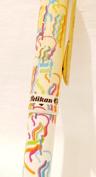 珍品! Pelikan ペリカン レトロでカラフルなマーブル模様ビンテージ万年筆 ペン先刻印マーク☆カートリッジ式 ヴィンテージ文房具 ドイツ製_画像8