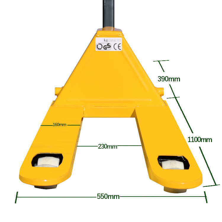 ハンドリフト 荷重3000kg 幅550mm 高さ80mm ダブルローラー フォーク長さ約1100mm 約3t 約3.0t 約3000kg 黄 油圧式 一部地域送料無料_画像9