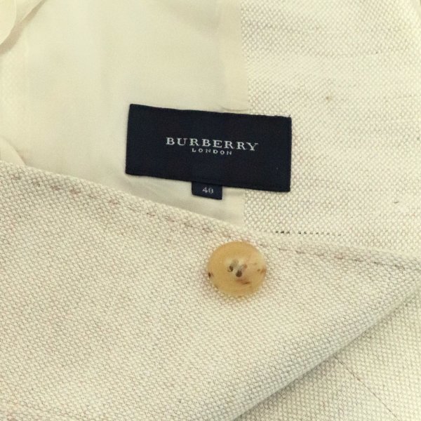 美品/バーバリー BURBERRY テーラードジャケット 表記 40号 11号 相当 ベージュ 綿 コットン 麻 リネン オフィス 春夏 アウター レディース_画像4