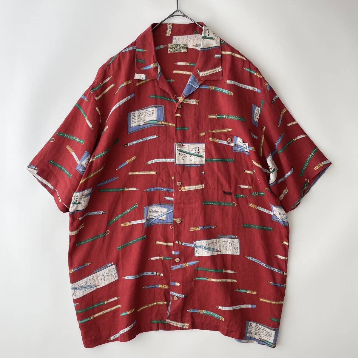 美品】PAPAS size/L 50 パパス 日本製 リネン100 アロハシャツ