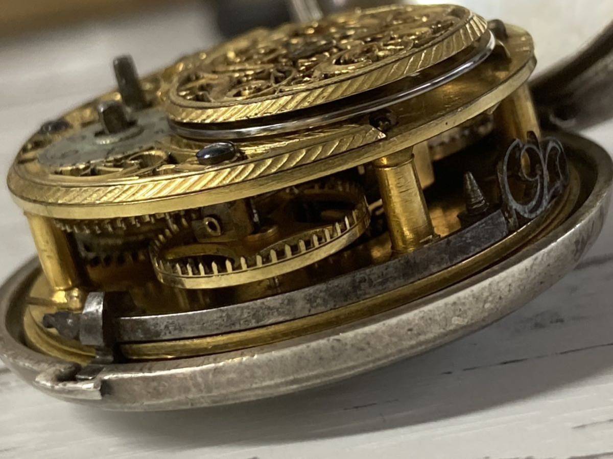 ISAAC ROGERS Isaac Roger z London античный серебряный часы 