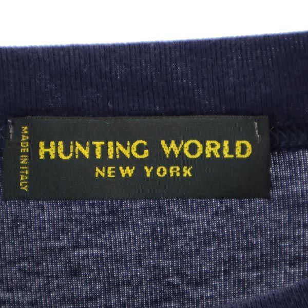 ハンティングワールド イタリア製 プリント 半袖 Tシャツ 52 紺 HUNTING WORLD メンズ 230604 メール便可_画像7