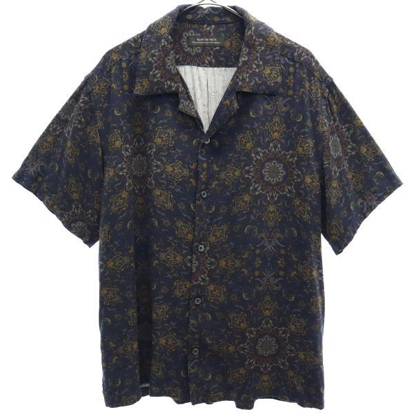 ナノユニバース 総柄 半袖 シャツ M ネイビー系 NANO UNIVERSE