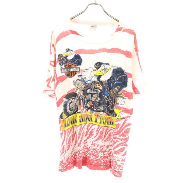 【本物保証】 半袖 総柄プリント 80s ハーレーダビッドソン Tシャツ メール便可 200620 メンズ SUNボディー DAVIDSON HARLEY 白×赤 イラスト、キャラクター 【本物保証】 半袖 総柄プリント 80s ハーレーダビッドソン Tシャツ メール便可 200620 メンズ SUNボディー DAVIDSON HARLEY 白×赤 イラスト、キャラクター