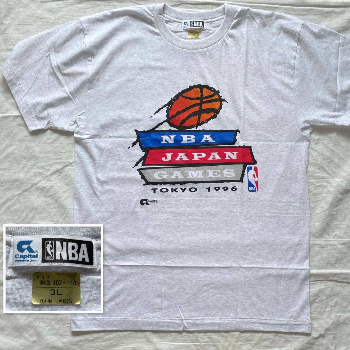激レア 未使用品 1996年製 NBA JAPAN GAMES TOKYO 1996 公式 Tシャツ 3L キャピタル製 Capital Industri バスケットボール