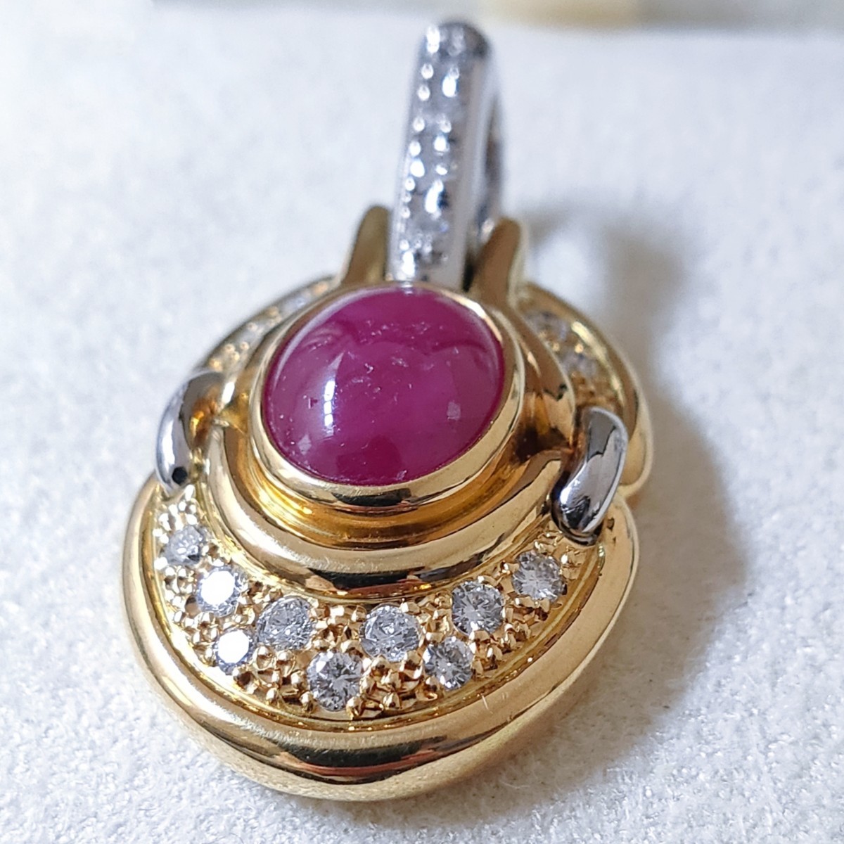 ダイヤモンド×ルビー ペンダントトップ K18YG Pt900 3.79ct 0.36ct