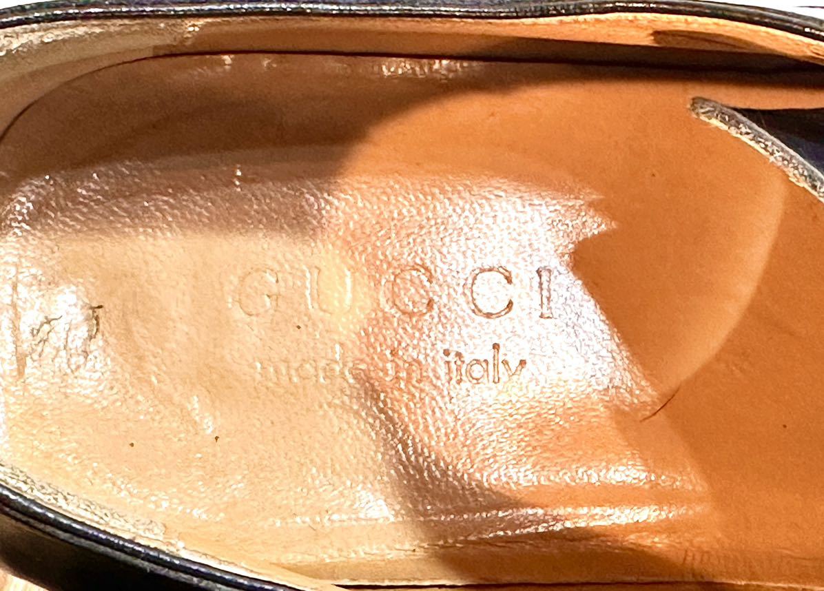 GUCCI グッチ◇26cm 7.5 E◇プレーントゥ サイドレースシューズ レザー