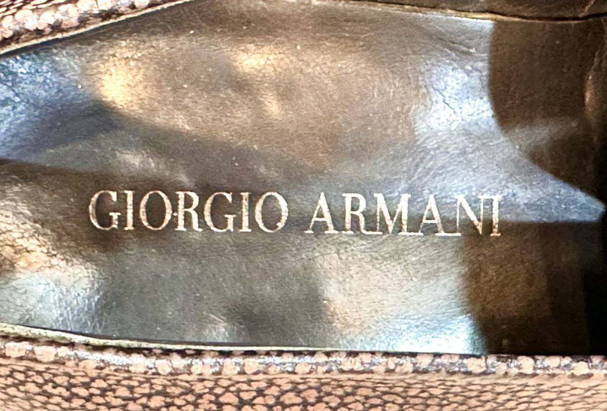 GIORGIO ARMANIjoru geo Armani *25cm 39.5*U chip slip-on shoes Loafer leather shoes dress shoes business shoes men's ITALY made 