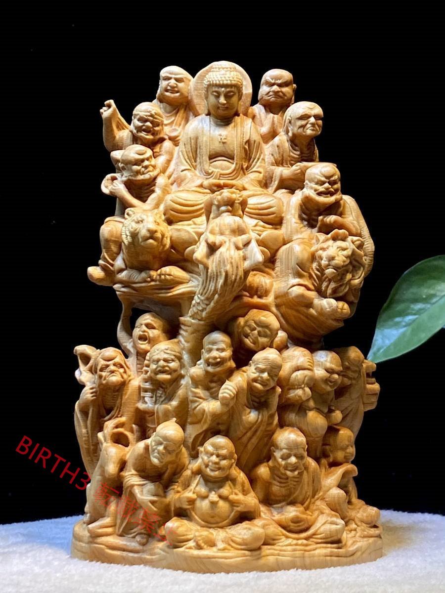 ◆新品推薦◆十八羅漢 仏教美術 仏像 仏教工芸品 木彫り コレクション 手職人手作り 美術品 精密雕刻_画像1