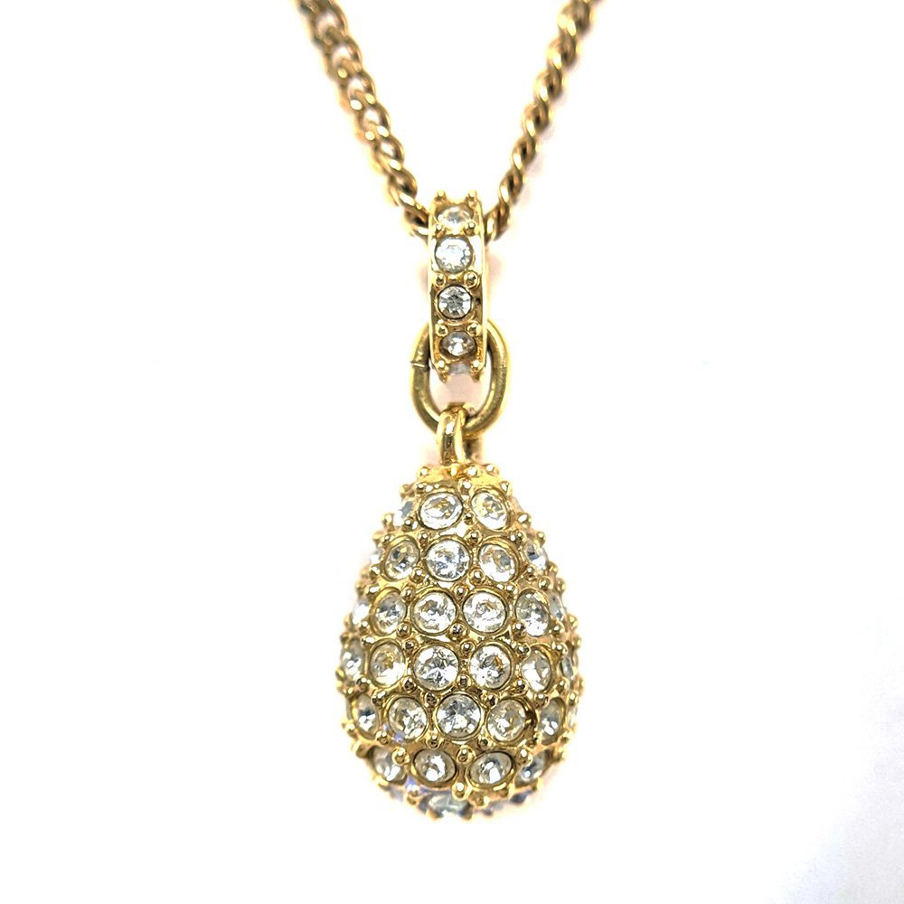 1円■スワロフスキー キュービックジルコニアネックレス・ペンダント/合金/メッキ-5.1g/ゴールド/SWAROVSKI ■474984_画像1