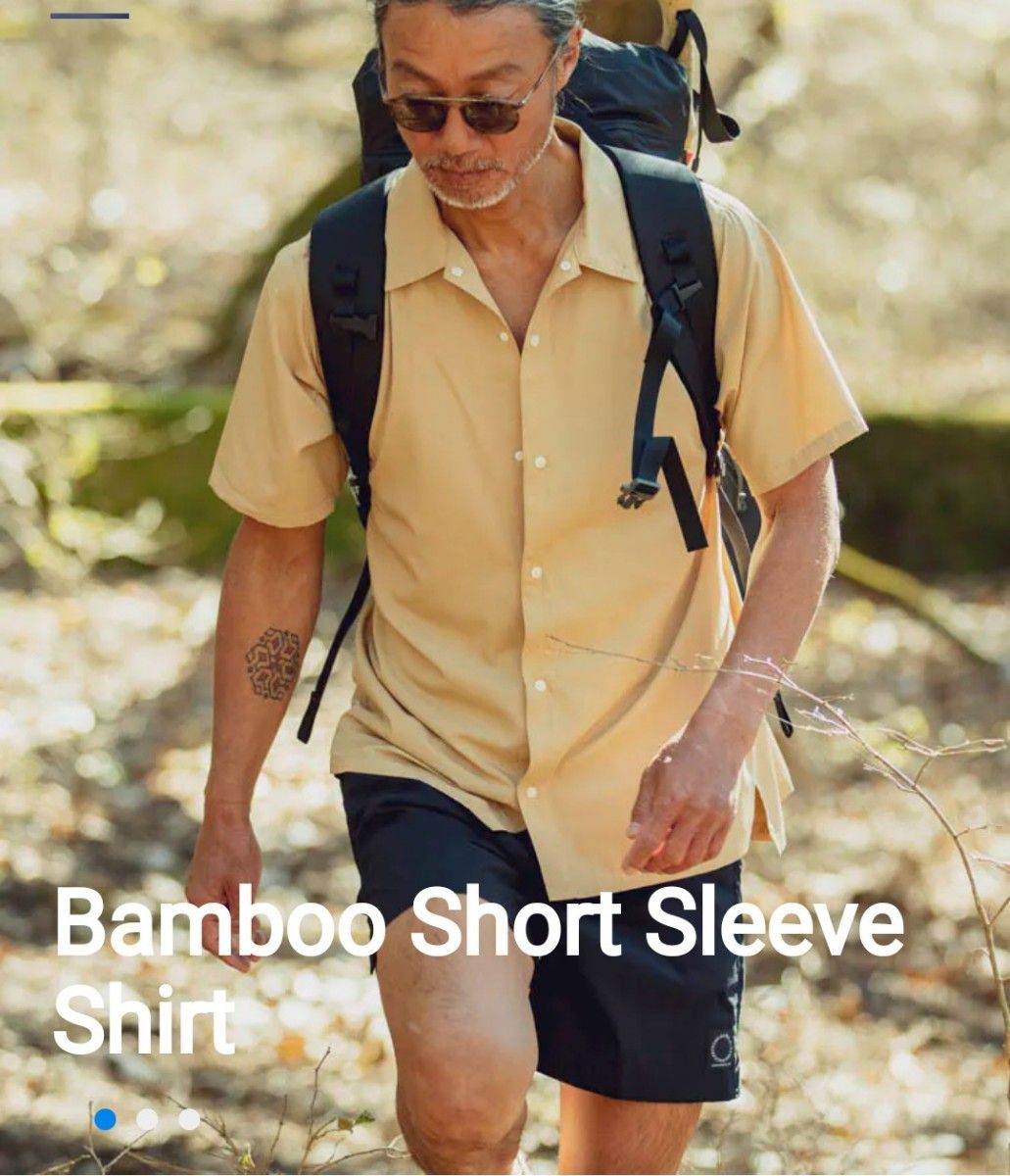 新品未使用】山と道 Bamboo short sleeve Shirt 半袖シャツ Lサイズ