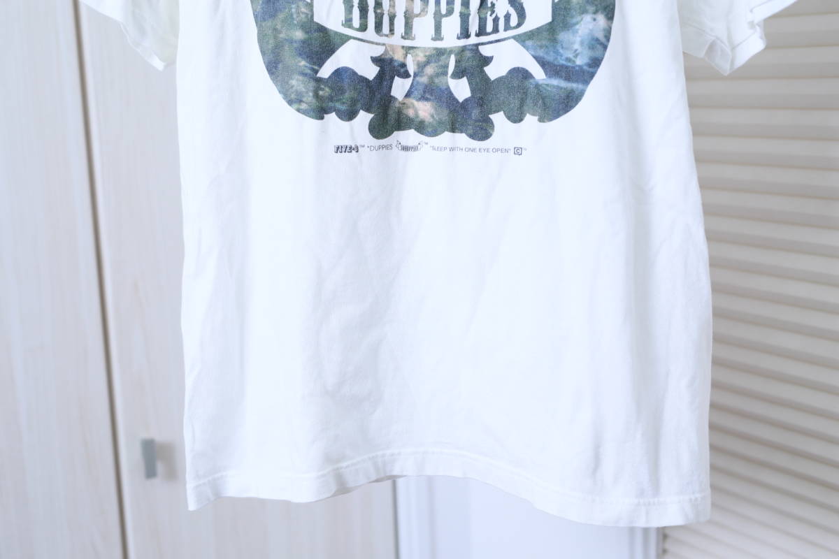 ★FIVE-O DUPPIES ダッピーズ プリント刺繍加工半袖Tシャツ　　古着ユーズド男性メンズL白ホワイト服中古トップスストリートストリート_画像3