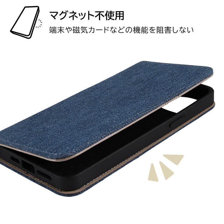 iPhone 14Plus 手帳型 スマホ ケース カバー Denim デニム ライト ブルー 耐衝撃 カード ポケット スタンド_画像4