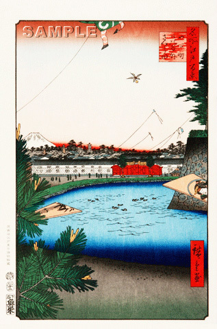 歌川広重 (Utagawa Hiroshige) 木版画 江戸百景 山下町日比谷さくら田　 初版1856-58年頃 広重ならではの独特な構図をご堪能下さい Yahoo!フリマ（旧）