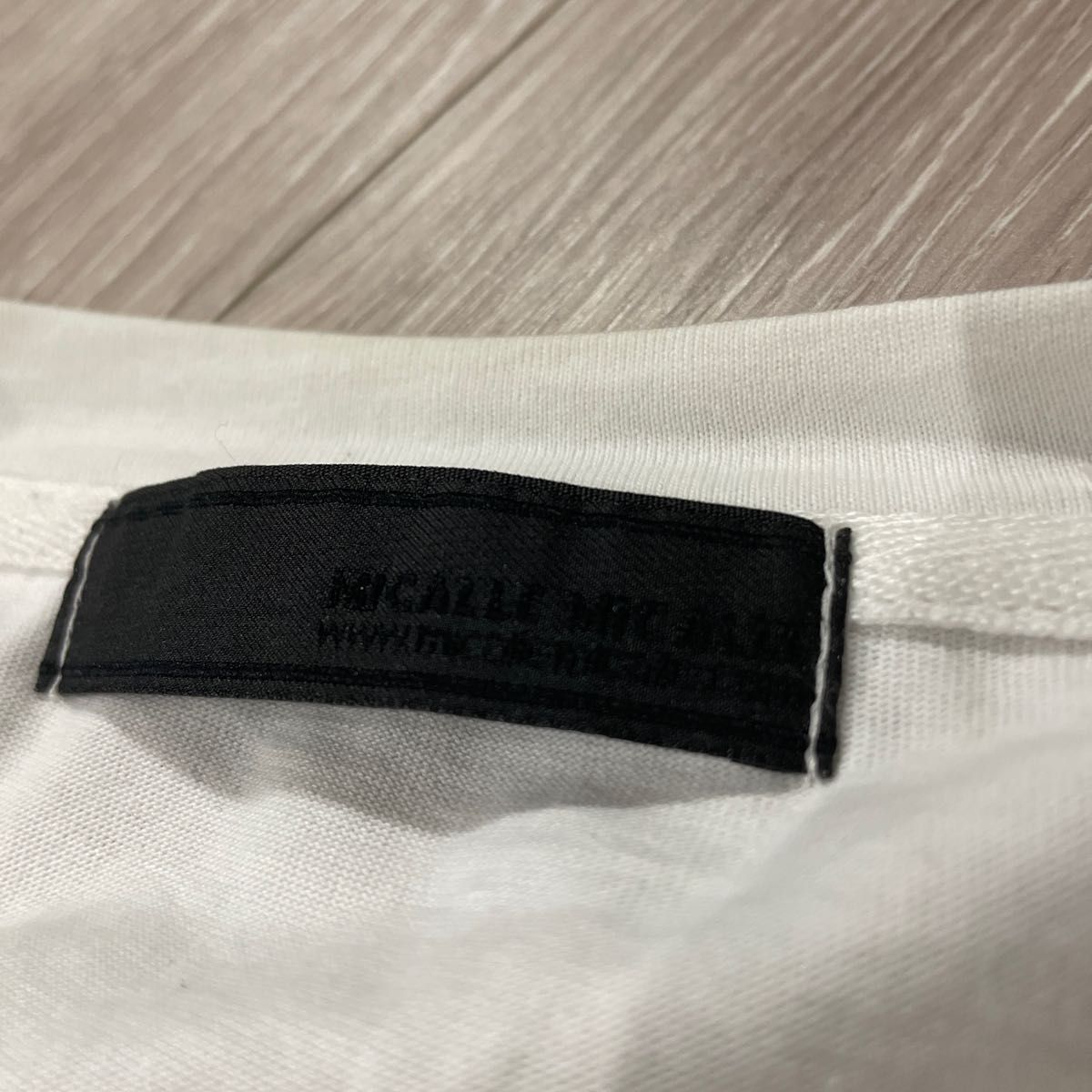 micalle micalle ミカーレミカーレ デザイン スリーブ カットソー　定価11,550円　異素材　フリルトップス　白