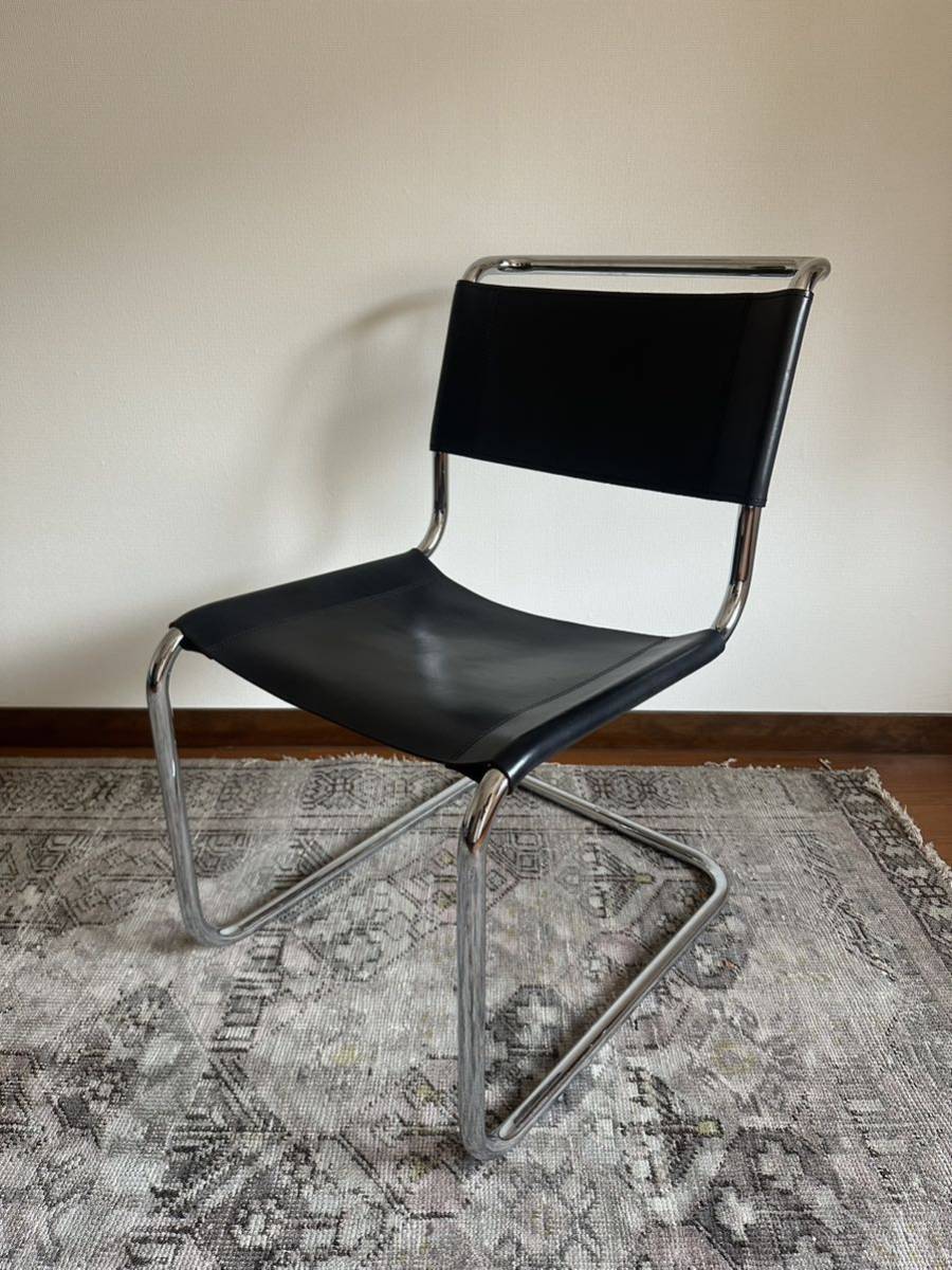 トーネット THONET S33 サイドチェア ブラックレザー ダイニングチェア