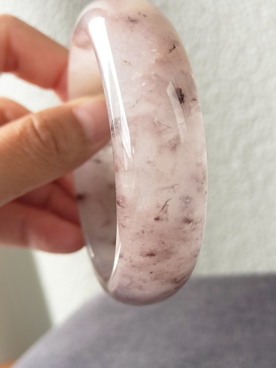 翡翠 灰紫色 本翡翠 氷種 バングル 腕輪-