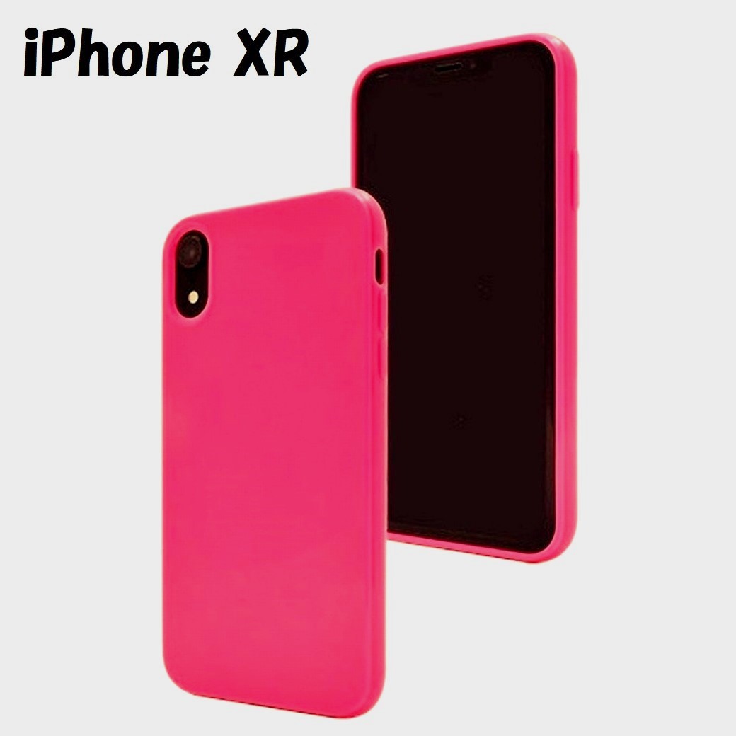 iPhone XR：光沢感のあるカラー 背面カバー ソフトケース◆ビビッドピンクの画像1