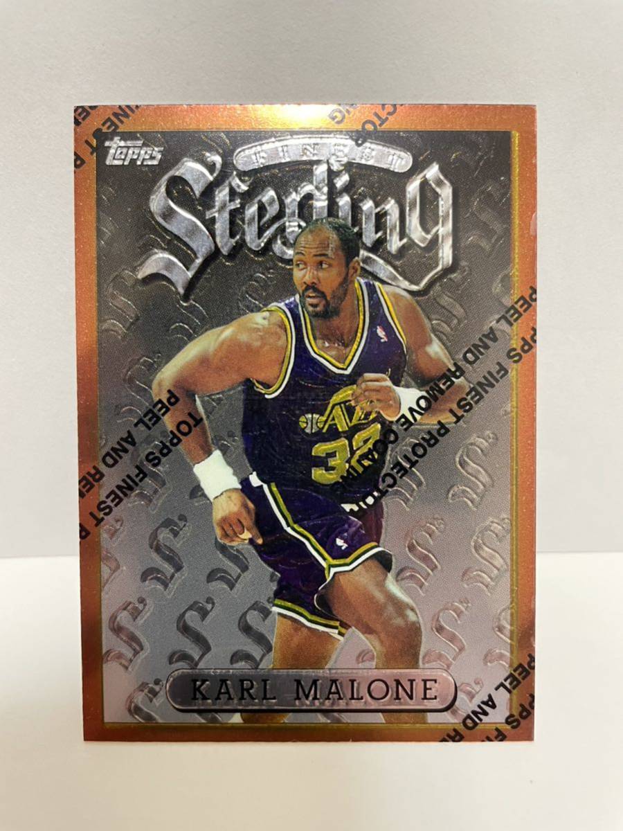 NBAカード　カール・マローン　KARL MALONE TOPPS FINEST PROTECTOR PEEL AND REMOVE COATING 1996 【JAZZ時代】