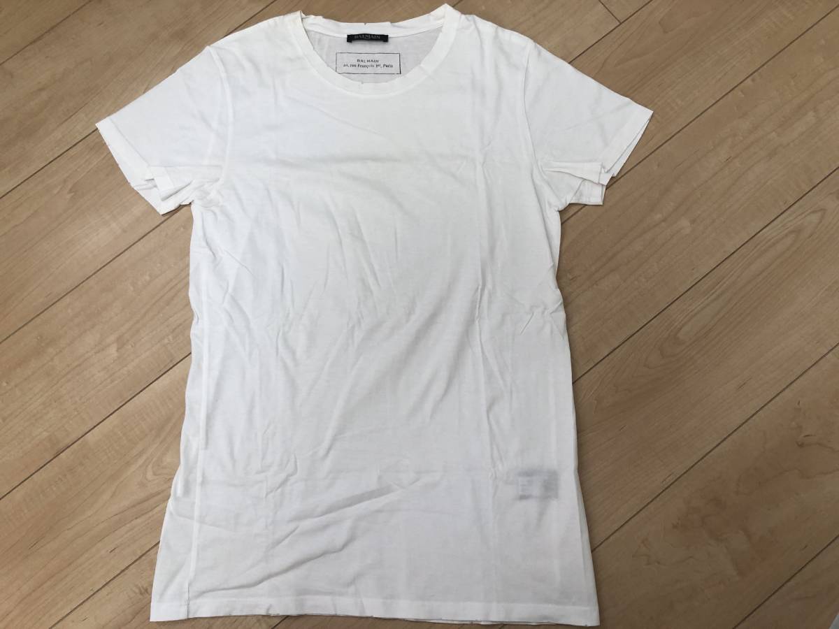 【A17】 国内正規品 BALMAIN バルマン Tシャツ メンズ 半袖 白 サイズS_画像1