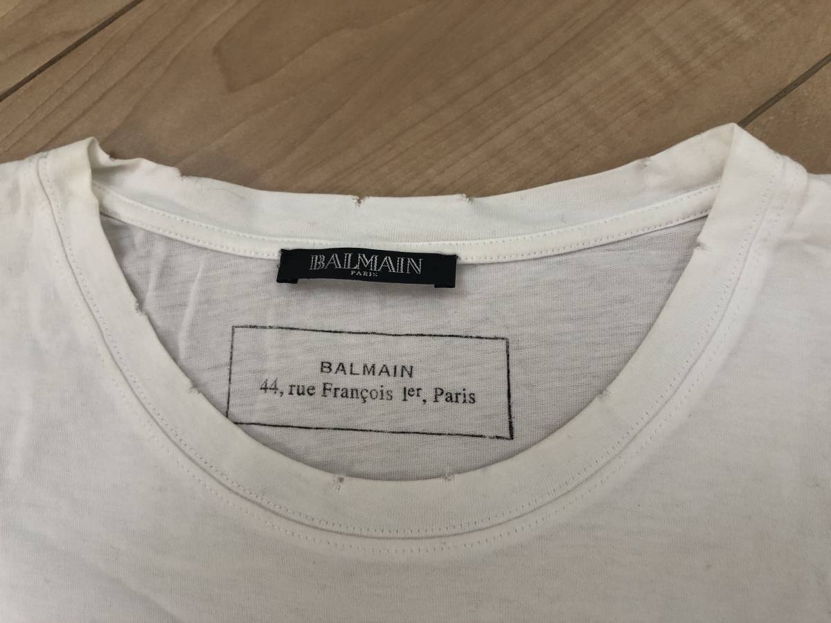 【A17】 国内正規品 BALMAIN バルマン Tシャツ メンズ 半袖 白 サイズS_画像2