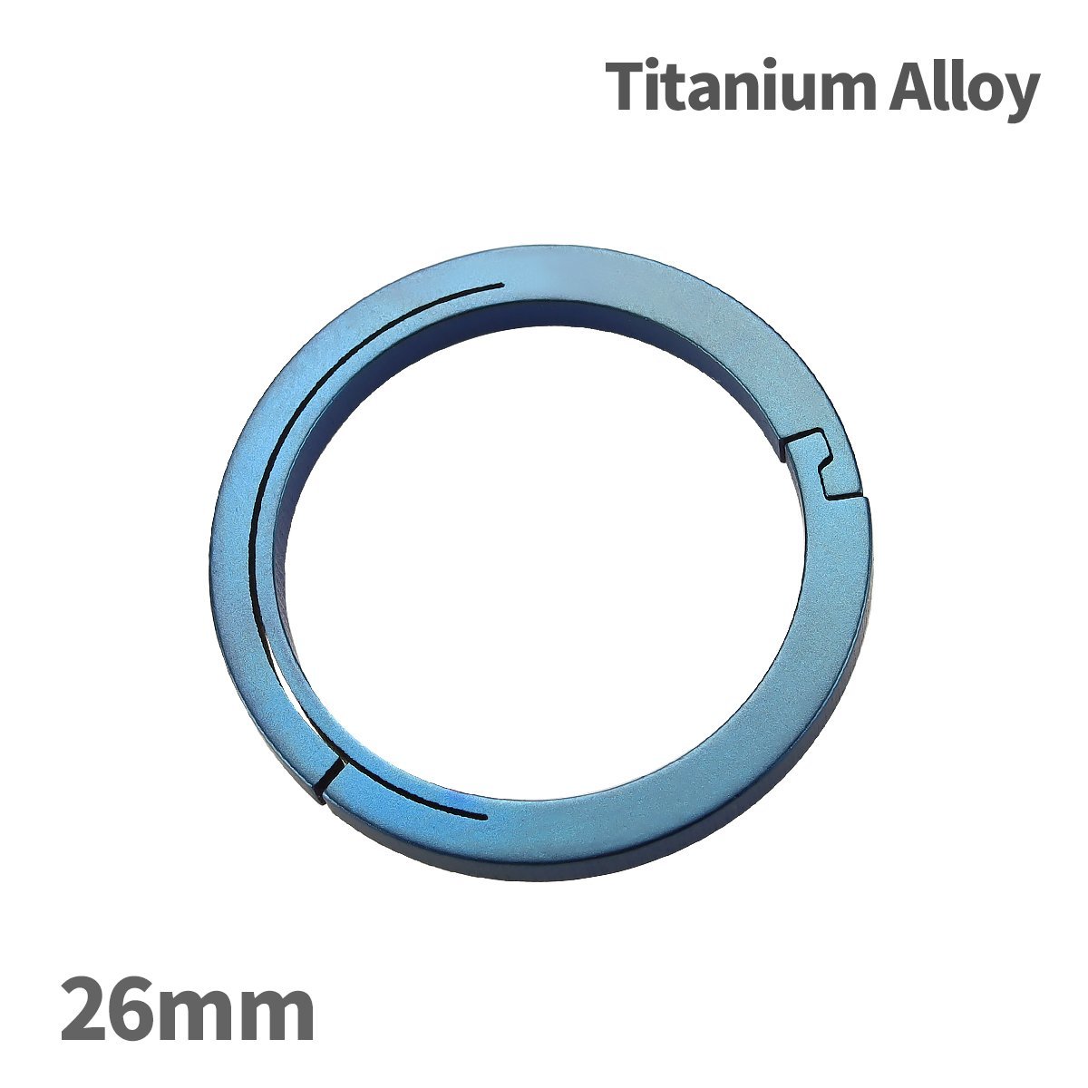 チタン合金製 キーリング 26mm 一重リング 丸型 軽量 キーホルダー カラビナ 焼きチタンカラー MG0021_画像1