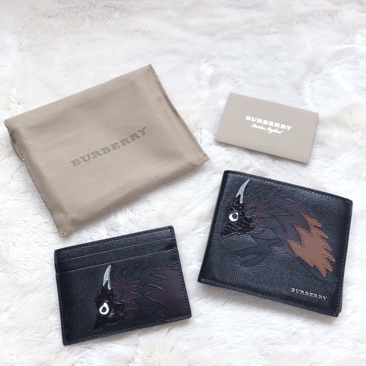 レア 未使用 BURBERRY ビーストコレクション 二つ折り財布 カードケース セット バーバリー ウォレット メンズ レディース ユニセックス_画像1