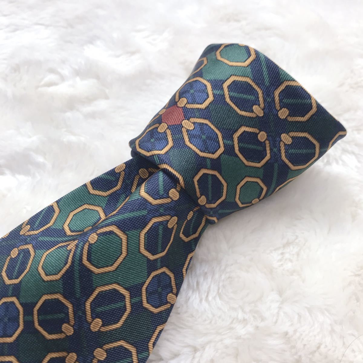 [ beautiful goods ]CELINE Celine necktie Vintage total pattern . pattern chain 