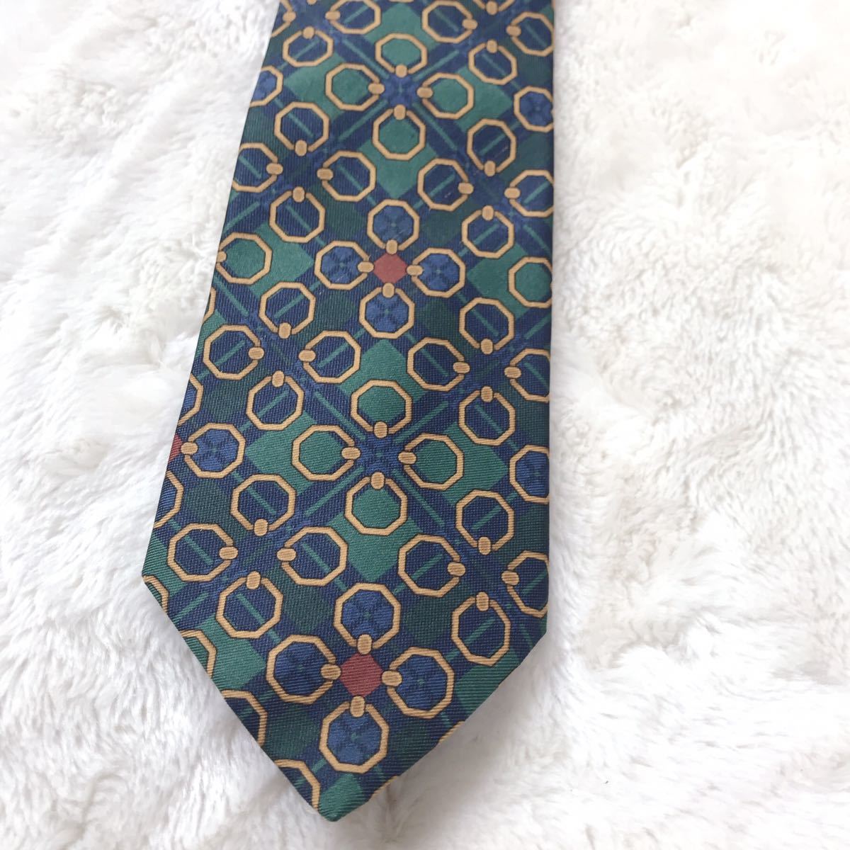 [ beautiful goods ]CELINE Celine necktie Vintage total pattern . pattern chain 