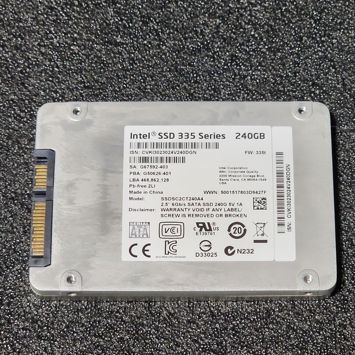 INTEL SSD 335 SERIES(SSDSC2CT240A4) SATA SSD 正常品 2.5インチ内蔵SSD フォーマット済み PCパーツ 動作確認済み 250GB 256GB JChere雅虎拍卖代购