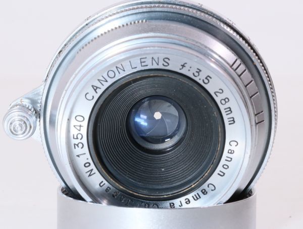希少 美品Canon 28mm F/3.5 ライカL39レンズ、ファインダー、ケース