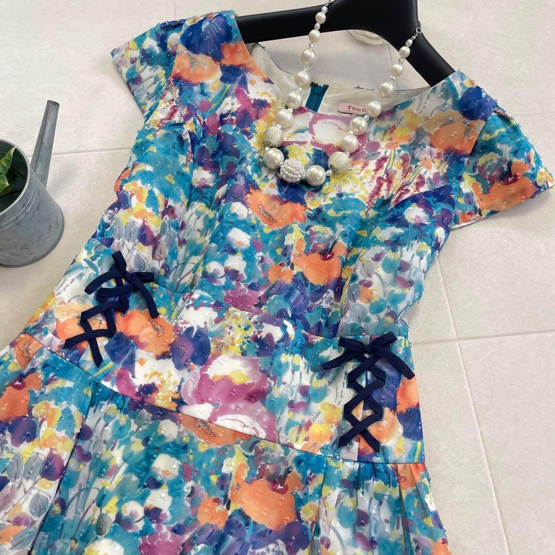 洗える TOCCA 水彩画 フレア ひざ丈 ワンピース 0|PayPayフリマ