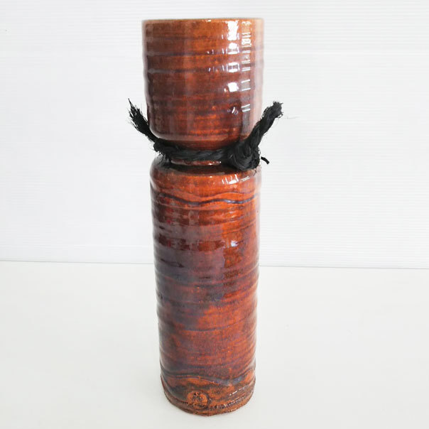 大樋 花瓶 高さ約26cm 陶印 花器 陶器 壺 陶芸 伝統工芸 置物 インテリア_画像2