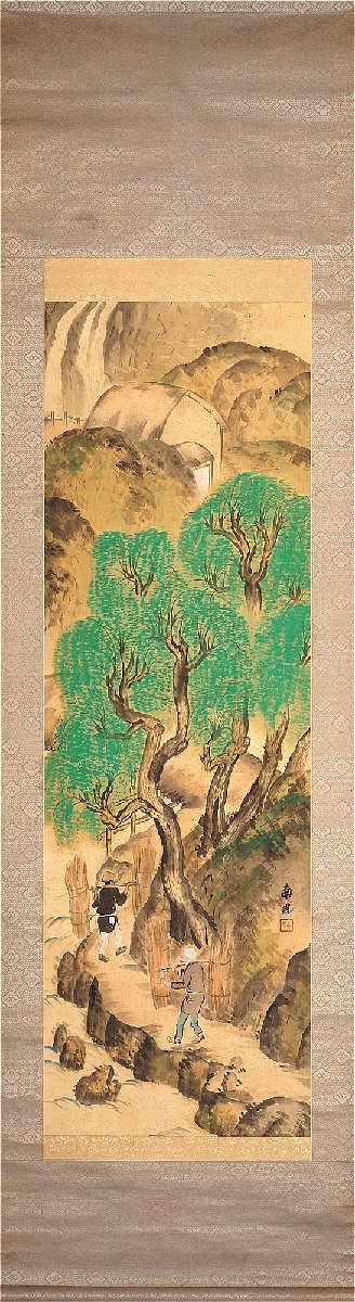 [ genuine work ][. deer .][. mountain south manner ] 4963 hanging scroll Japanese picture Tang manner landscape .. box silk book@ flowers and birds map Kumamoto . height . wide lake Zaimei 
