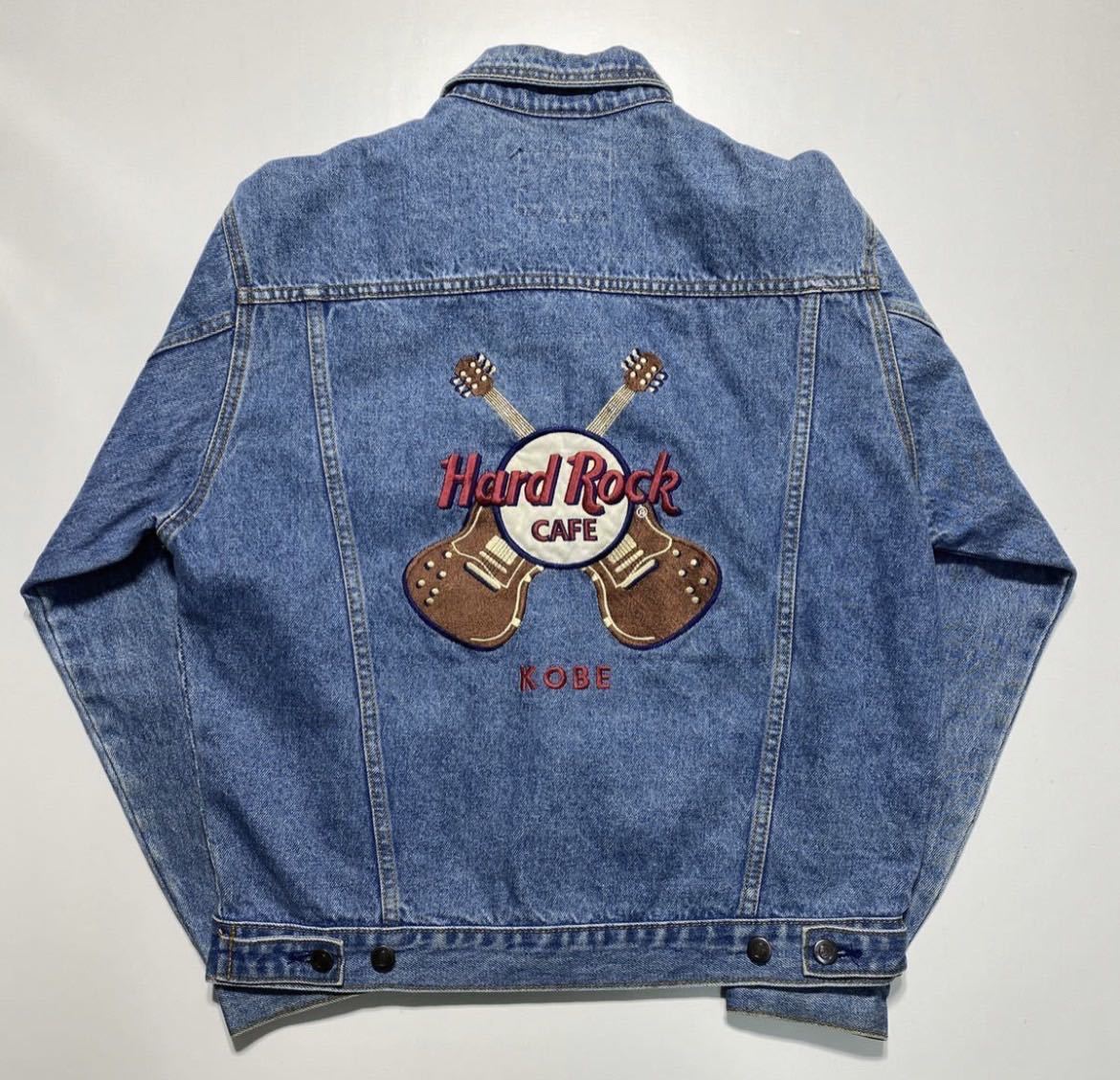 【S】90s Hard Rock CAFE KOBE Denim Jacket 90年代 ハードロックカフェ 神戸 刺繍 デニム ジャケット タイワン製 R86
