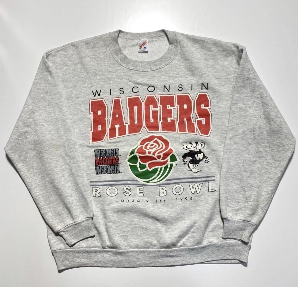 【XL】80s JERZEES WISCONSIN BADGERS Print Sweat 80年代 ジャージーズ ウィスコンシンバジャーズ プリント スウェット USA製 R278