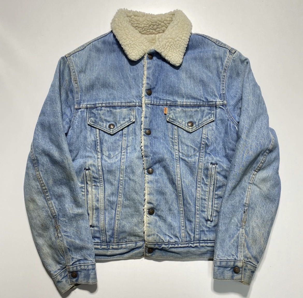 【40】70s Vintage Levi's Denim Boa Jacket 70年代 ヴィンテージ リーバイス デニム ボア ジャケット スモールe ボタン裏刻印52 R299