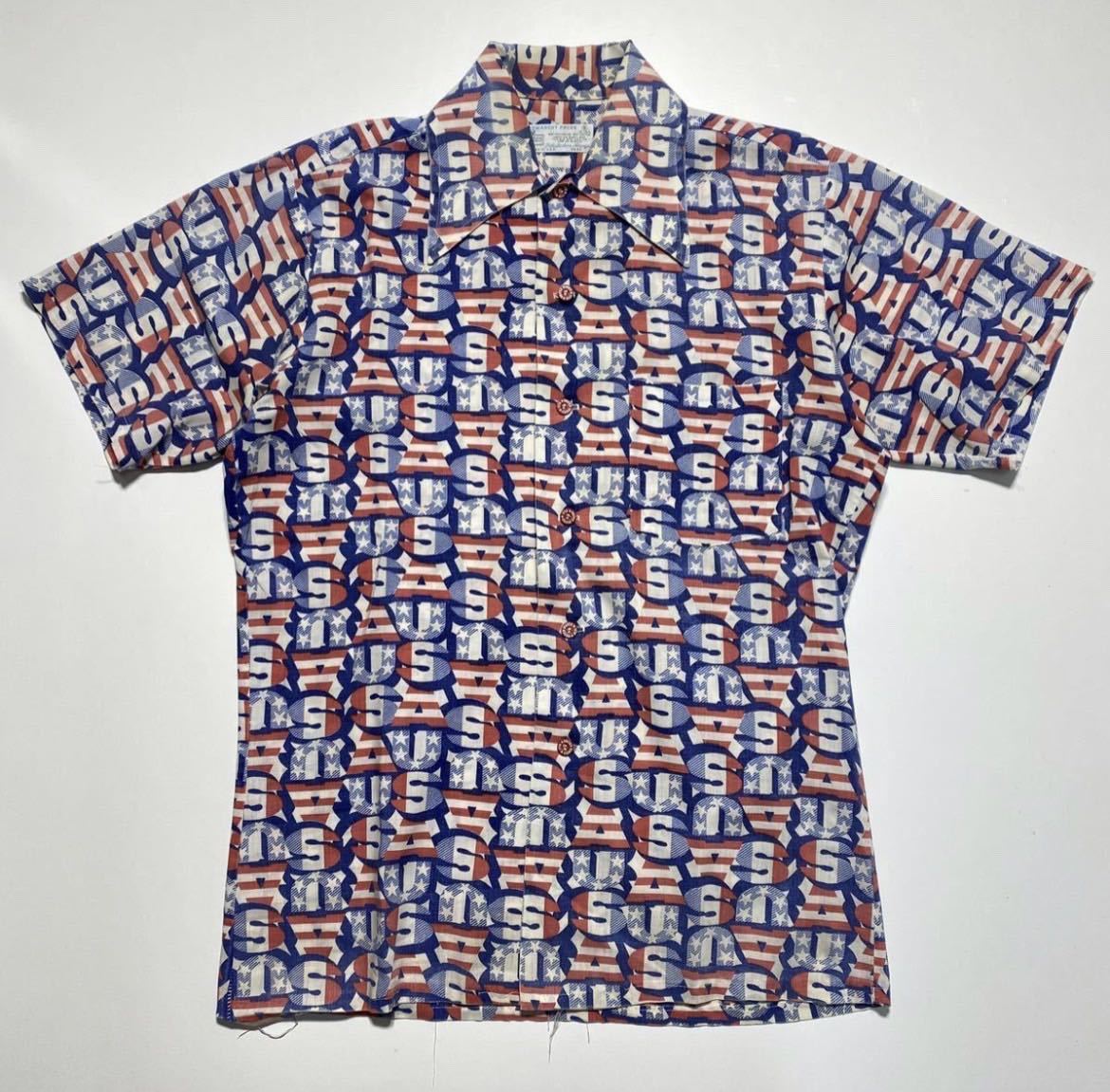 【S】70s Vintage K mart USA S/S Shirt 1970年代 ヴィンテージ Kマート USA 総柄 半袖シャツ ショートスリーブ シャツ R15