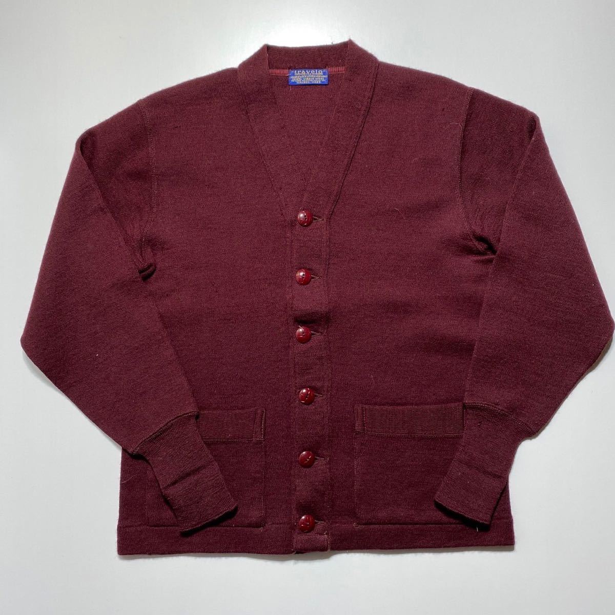 1940s 1950s Vintage travelo 2 Pockets Wool Knit Cardigan 1940年代 1950年代 ヴィンテージ ウール ニット カーディガン G2033_画像1