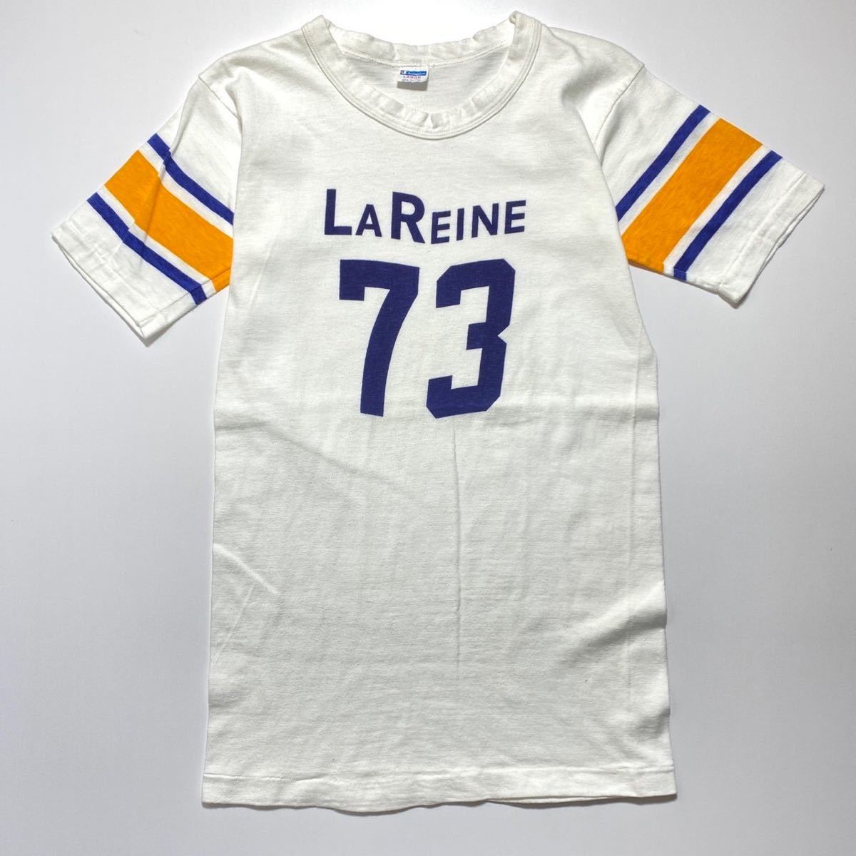 【L】1970s Vintage Champion LA REINE 73 Football Tee 1970年代 ヴィンテージ チャンピオン フットボール Tシャツ バータグ G2089