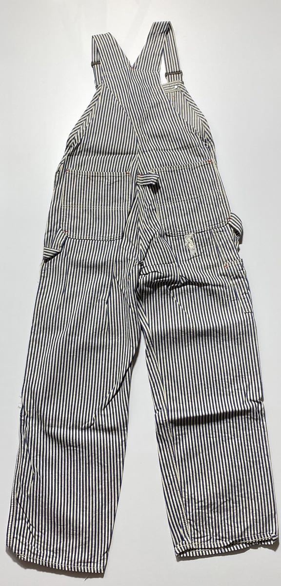 Vintage Hickory Stripe Cotton Double Knee Overalls ヴィンテージ ヒッコリーストライプ コットン ダブルニー オーバーオール G2008_画像2