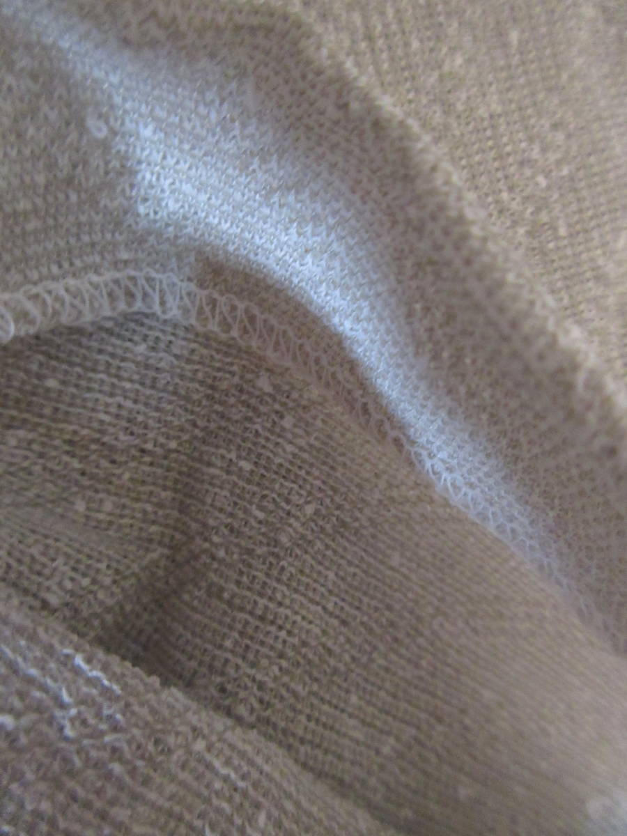 ⑤麻混　メンズ　半袖デザインシャツ　薄グレー　サイズL_画像3