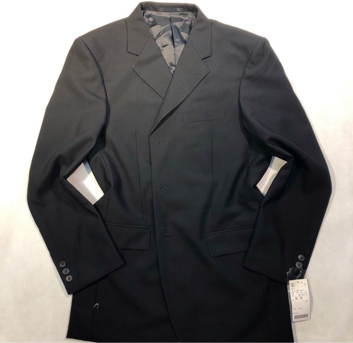 新品【サイズY6 L★高級激安礼服】3Bシングルスーツ 黒 セットアップ 背抜き ノーベンツ 2タック アジャスター付き 冠婚葬祭