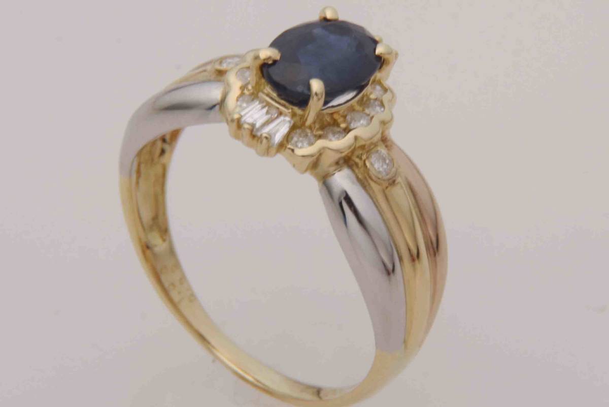 AJ-0220◇Pt900/K18サファイア1.00ct&ダイア0.30ct/11号 AJ-0220◇Pt900/K18サファイア1.00ct&ダイア0.30ct/11号