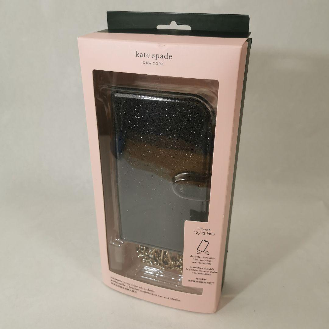 kate spade iPhone12/12pro用 スマホケース ラメ黒_画像3